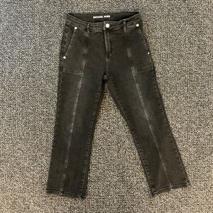 Michael Kors Selma Black Cropped Flare High-Rise Slim Fit Jeans 2 Maybe Petite